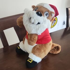 NWT Buc-ees Christmas Santa Brown and White Plush Toy